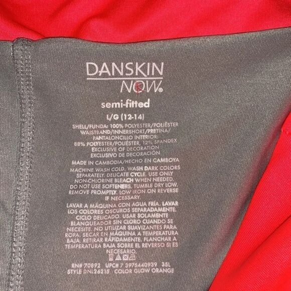 Danskin Now Semi-Fitted Glow Orange Athletic Shorts L - Picture 2 of 7